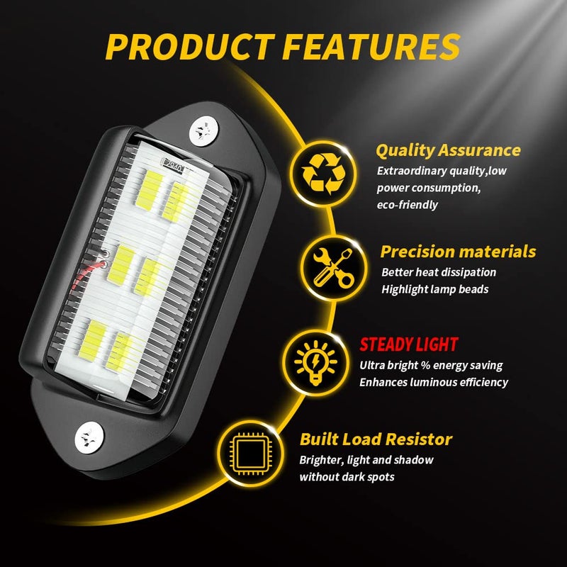 JEDEW 4 PACK License Plate Light, 12V 6-SMD LED License Plate Lamp Taillight for Truck SUV Trailer Van, Step Courtesy Lights, Dome/Cargo Lights - Image 5